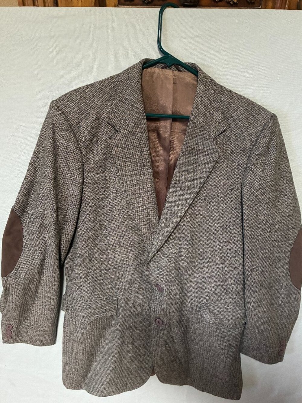 VTG Circle S Tan Western Blazer Jacket 42L Flecked Wool Rockabilly Elbow Patch